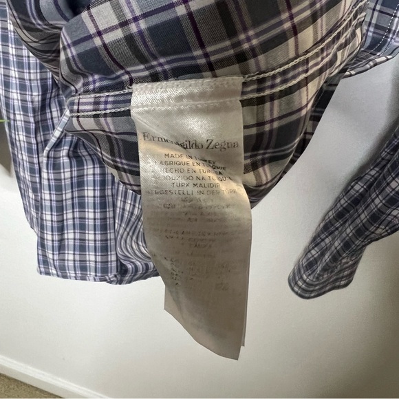 #60. Ermenegildo Zegna Gray & Purple Long Sleeved Button Shirt Med NWOT - Picture 10 of 13